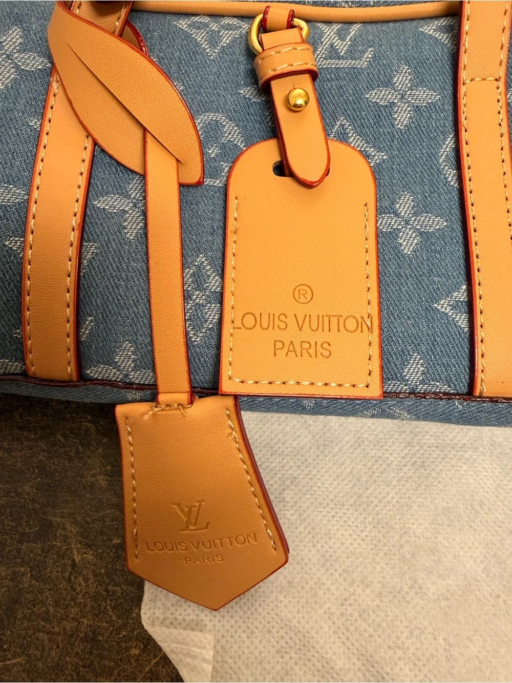 Monogram Blue Denim Papillon Shoulder Bag